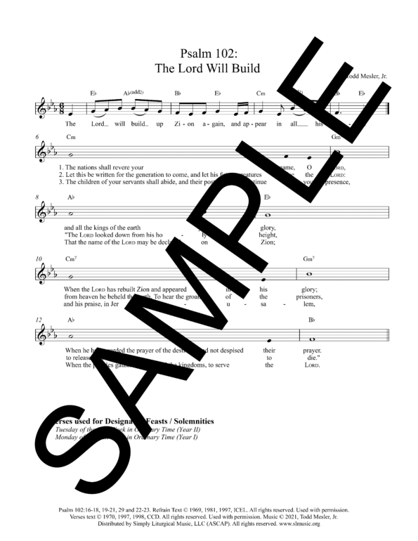 Sample Psalm 102 The Lord Will Build Mesler Lead Sheet1