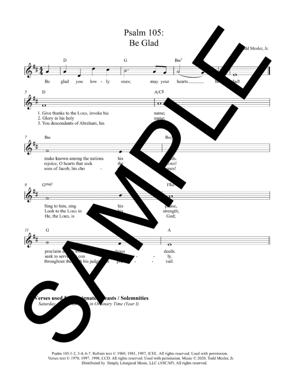 Sample Psalm 105 Be Glad Mesler Lead Sheet1