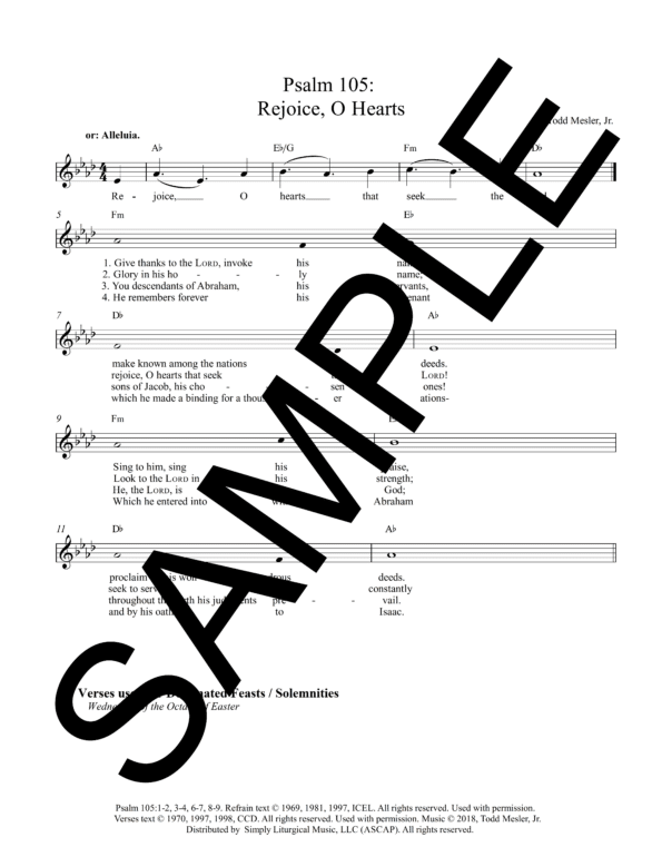 Sample Psalm 105 Rejoice O Hearts Mesler Lead Sheet1