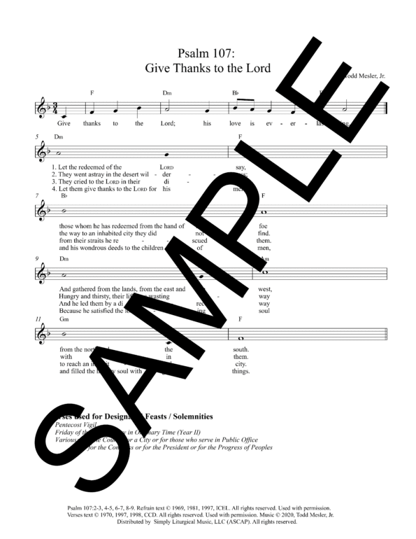 Sample Psalm 107 Give Thanks to the Lord Mesler Lead Sheet1