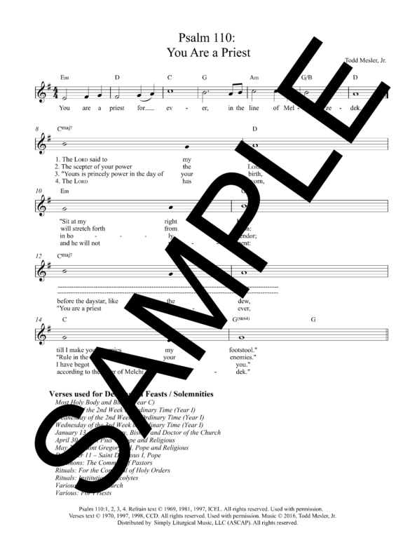 Sample Psalm 110 You Are a Priest Mesler Lead Sheet1