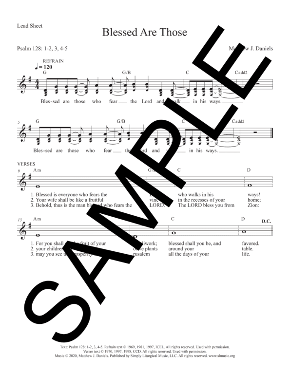 Sample Psalm 128 Blessed Are Those Daniels Lead Sheet1