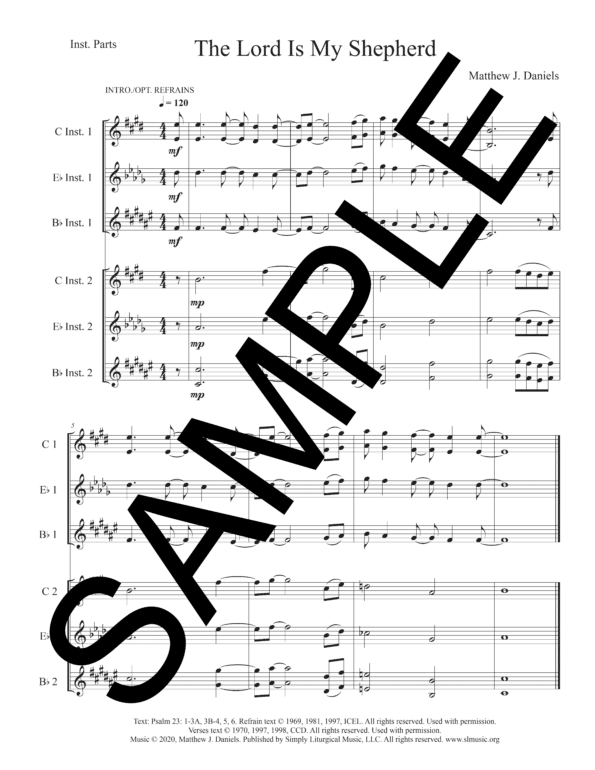 Sample Psalm 23 The Lord Is My Shepherd Daniels Solo Instruments1