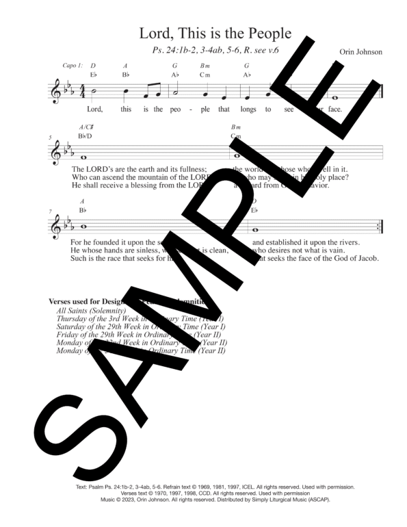 Sample Psalm 24 Lord This is the People Johnson Lead Sheet1