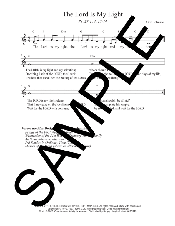 Sample Psalm 27 The Lord Is My Light Johnson Lead Sheet1
