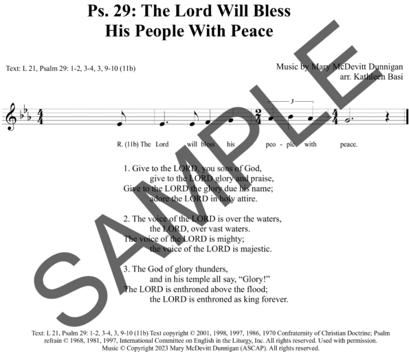 Sample Psalm 29 The Lord Will Bless His People with Peace McDevitt Dunnigan Assembly 21