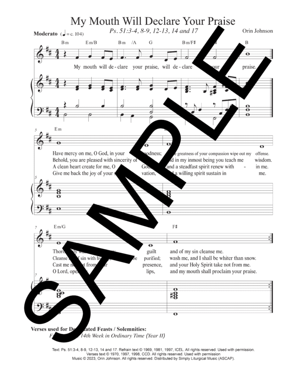 Sample Psalm 51 My Mouth Will Declare Your Praise Johnson Full Score1