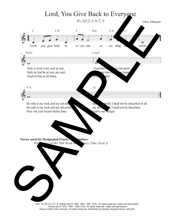 Sample Psalm 62 Lord You Give Back to Everyone Johnson Lead Sheet1