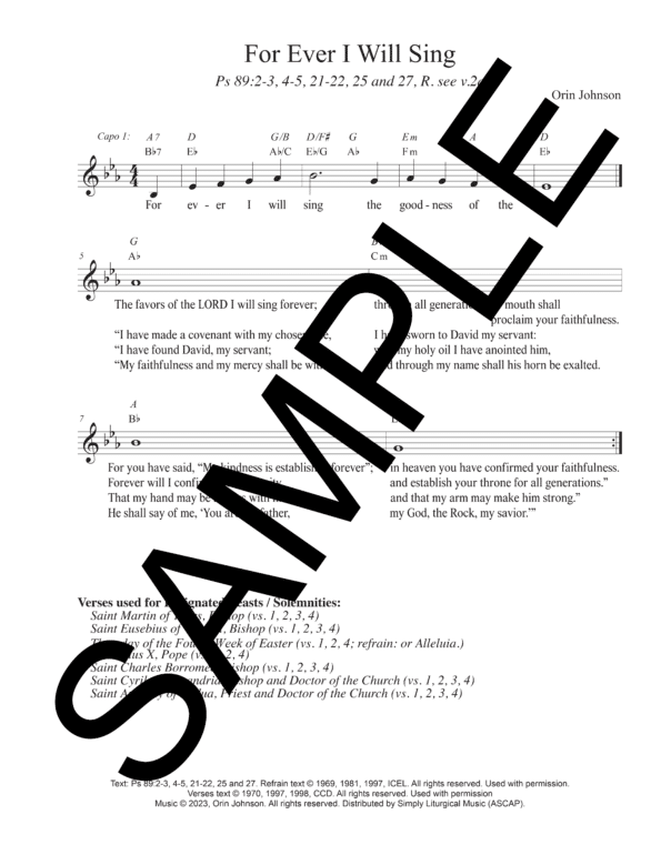 Sample Psalm 89 For Ever I Will Sing Johnson Lead Sheet1