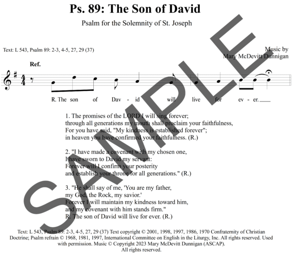Sample Psalm 89 The Son of David will Live forever McDevitt Assembly 21