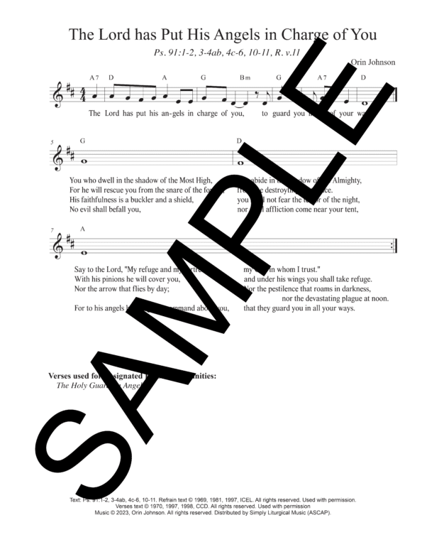 Sample Psalm 91 The Lord has Put His Angels in Charge of You Johnson Lead Sheet1