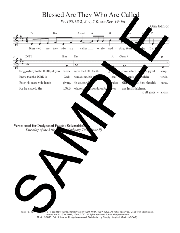 Sample Psalm 100 Blessed Are They Who Are Called Johnson Lead Sheet1