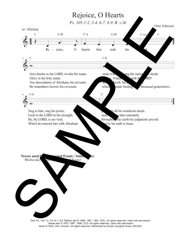 Sample Psalm 105 Rejoice O Hearts Johnson Lead Sheet1