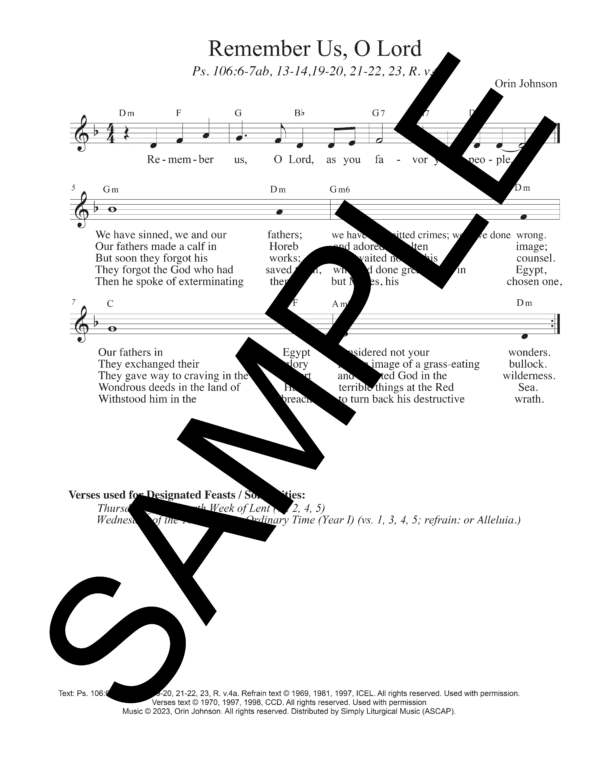 Sample Psalm 106 Remember Us O Lord Johnson Lead Sheet1
