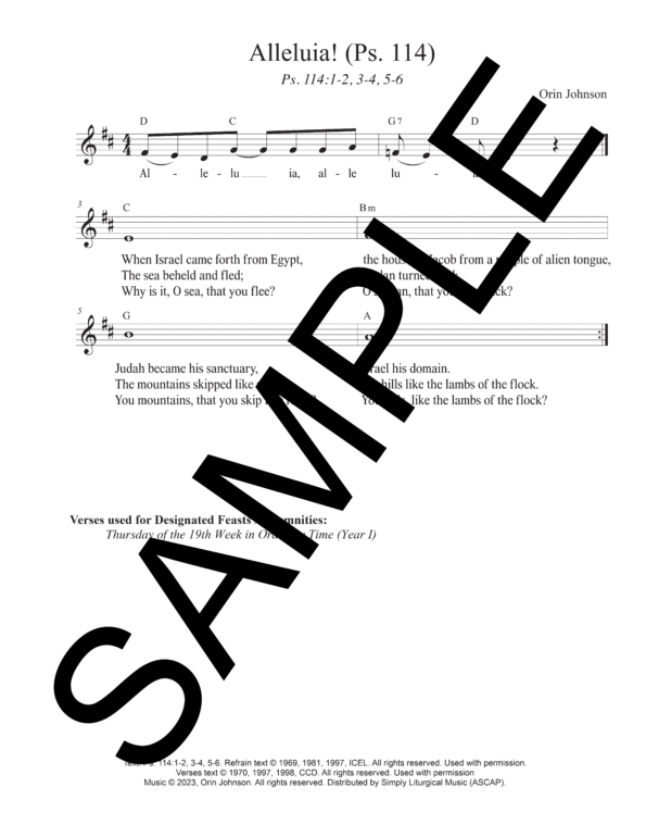 Sample Psalm 114 Alleluia Johnson Lead Sheet1