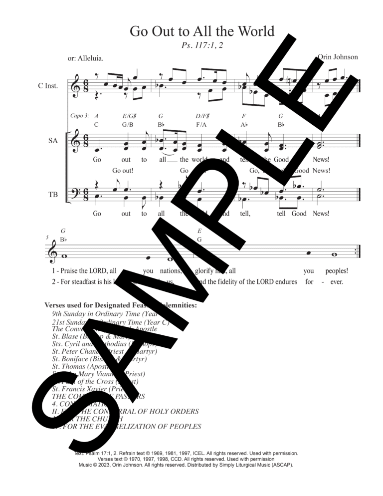 Sample_Psalm 117 - Go Out to All the World (Johnson)-Lead Sheet (with SATB)1