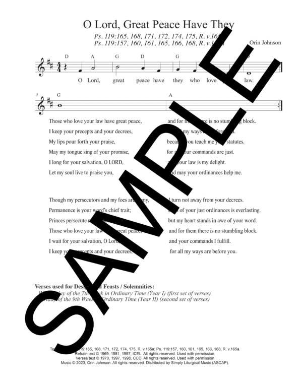 Sample Psalm 119 O Lord Great Peace Have They Johnson Lead Sheet1