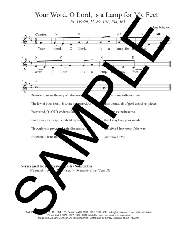 Sample Psalm 119 Your Word O Lord is a Lamp for My Feet Johnson Lead Sheet1