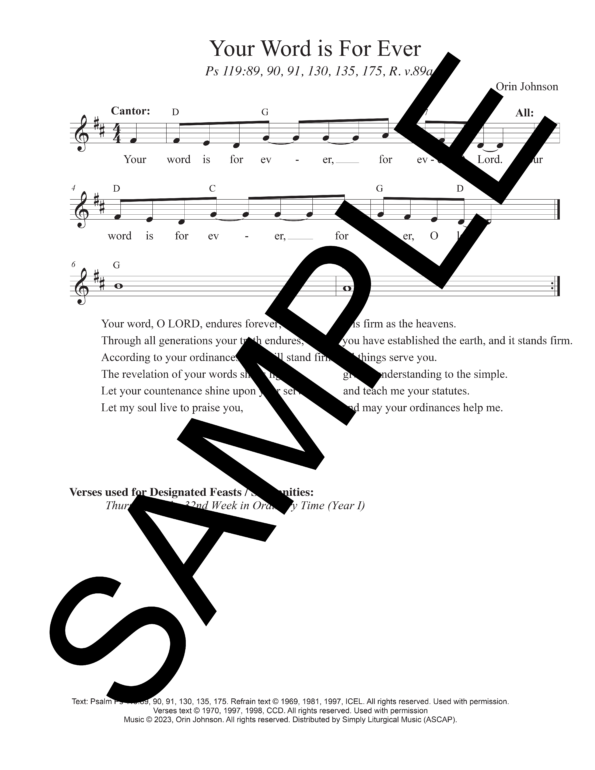 Sample Psalm 119 Your Word is For Ever Johnson Lead Sheet1