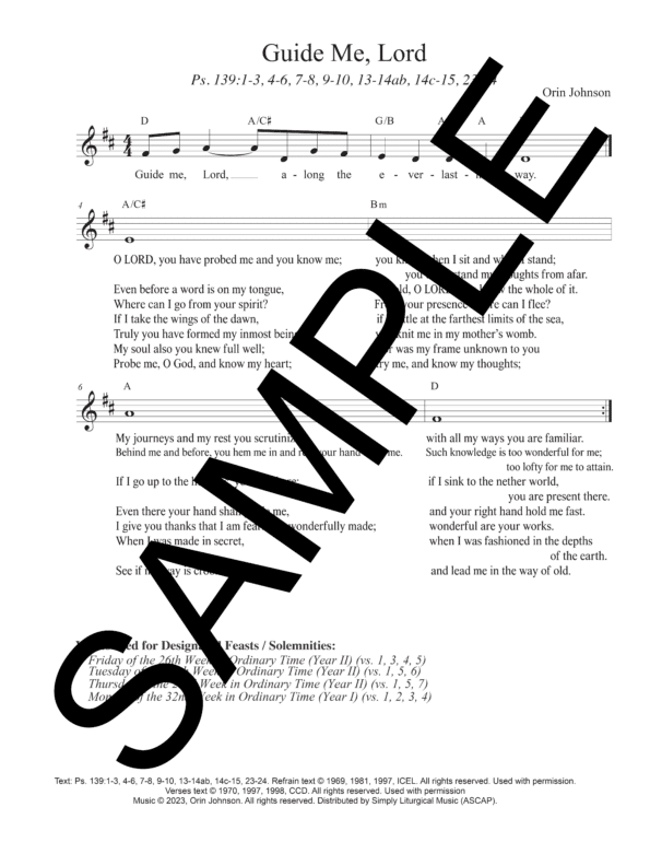 Sample Psalm 139 Guide Me Lord Johnson Lead Sheet1