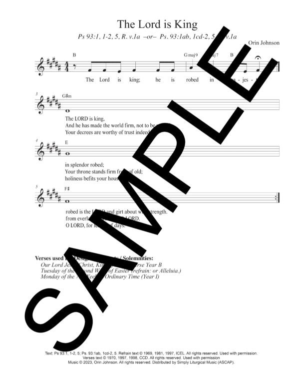 Sample Psalm 93 The Lord is King Johnson Lead Sheet1