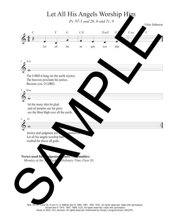 Sample Psalm 97 Let All His Angels Worship Him Johnson Lead Sheet1