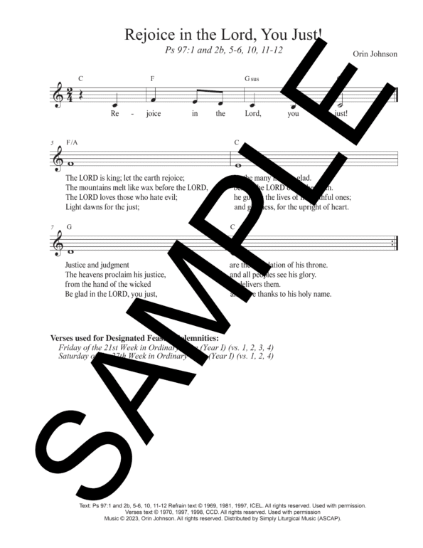 Sample Psalm 97 Rejoice in the Lord You Just Johnson Lead Sheet1
