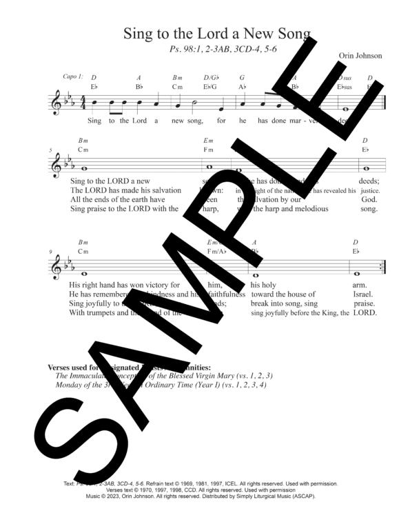 Sample Psalm 98 Sing to the Lord a New Song Johnson Lead Sheet1