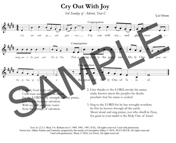 Sample Isaiah 12 Cry Out With Joy Owen Assembly1