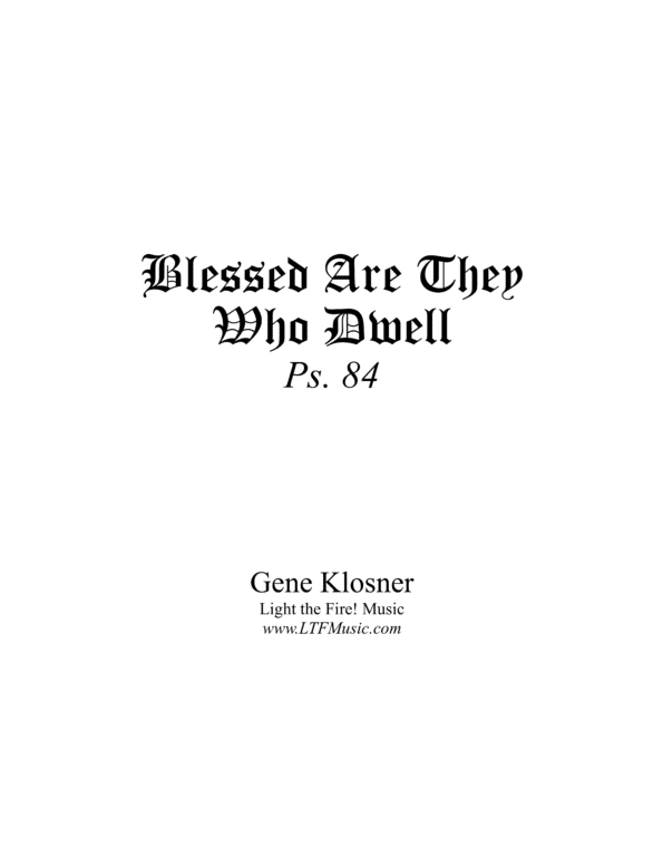Sample Psalm 84 Blessed Are They Who Dwell Klosner Complete PDF 1